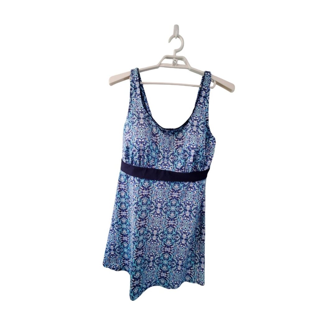 Lands' End Blue Patterned Swim Dress Sz 18W DD